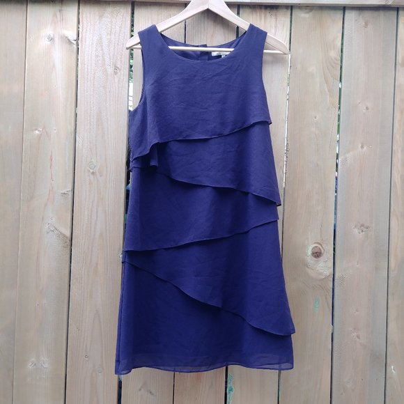 CLEARANCE Deep Purple RW&CO Tiered Dress Size S - Picture 2 of 5